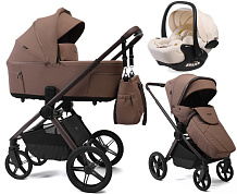 Детская коляска Peppy Soho 3 в 1 с автокреслом Verona Beige Cappuccino (капучино) рама шоколад