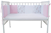 Борт в кроватку Indigo Лесные зверята подушечки,чехлы съемные, поплин зайки