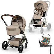Коляска Cybex Balios S Lux Fold Cot TPE Cloud T One Love Base T 4 в 1 Almond Beige с дождевиками