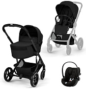 Коляска Cybex Balios S Lux Fold Cot BLK Cloud G3 Magic Black 3 в 1 Moon Black с дождевиками