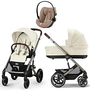 Коляска Cybex Balios S Lux TPE 2025 Cloud G i-Size Almond Beige Plus 3 в 1 Seashell Beige с дождевиками