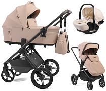 Детская коляска Peppy Soho 3 в 1 с автокреслом Verona Beige Rose (пыльная роза), рама серо-бежевый