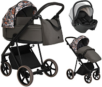 Детская коляска Roan Sol Flowers 3 в 1 с автокреслом Pituso Baesa Pro Black,Beige Canopy RSF/5003 Forest Clearing/Black