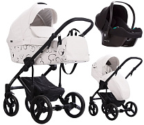 Детская коляска Bebetto Magnum Light SE Pro 3 в 1 с автокреслом Avionaut Cosmo 03 белая кожа черная рама