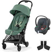Коляска Cybex Coya Matt Black Frame Aton B2 i-Size Steel Grey 2 в 1 Leaf Green с дождевиком