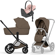 Коляска Cybex Priam V Matt Black Style Cloud T Peach Pink Plus Base T 4 в 1 Coconut Brown