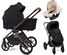 Детская коляска Peppy Soho 3 в 1 с автокреслом Rise Milk Black (черный) рама шоколад