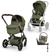 Коляска Cybex Balios S Lux Fold Cot TPE Cloud T One Love Base T 4 в 1 Moss Green с дождевиками
