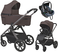 Детская коляска 3 в 1 Espiro Yoga 2026 и автокресло Pi Gray blue 208 Chokolate