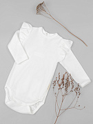 Боди AmaroBaby Fashion с длинным рукавом с рюшами ЧЗ молочный 62