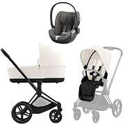 Коляска 3 в 1 Cybex Priam IV Matt Black complete и автокресло Cloud T i-Size Mirage Grey Off White