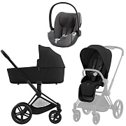 Коляска 3 в 1 Cybex Priam IV Matt Black complete и автокресло Cloud T i-Size Mirage Grey Plus Sepia Black