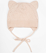 Шапка вязаная AmaroBaby Pure Love Kitten с подкладом ЧЗ молочный 38