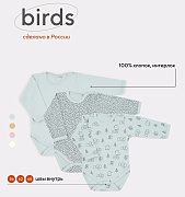 Боди MowBaby Birds с длинным рукавом 3-шт 6182 Blue 68