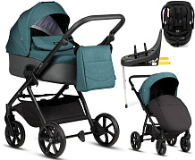 Детская коляска Tutis Leo 3 Plus 4 в 1 с автокреслом Beno Black и базой 1582307 Sea Blue