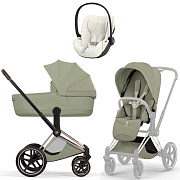 Коляска Cybex Priam V Rosegold Style Cloud T Off White Plus 3 в 1 Sage Green