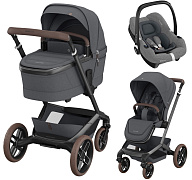 Детская коляска Maxi-Cosi Fame 3 в 1 с автокреслом CabrioFix Select grey Twillic Graphite/графит
