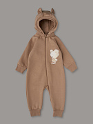 Комбинезон на молнии Little Star с отстегивающимся капюшоном мишка малыш, бежевый 74
