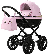 Детская коляска Adamex Chantal Retro Deluxe 2 в 1 C132B (РОЗОВ.ЗЕФИР 100% КОЖА-ЗОЛОТО.МОЛНИИ)