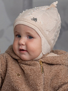 Шапочка НаследникЪ Выжанова с помпоном на завязках НВ1032 бежевый 38