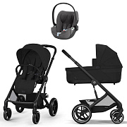 Коляска Cybex Balios S Lux BLK complete Cloud T Mirage Grey Plus 3 в 1 Moon Black с дождевиками