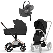 Коляска Cybex Priam V Rosegold Style Cloud T Mirage Grey Plus Base T 4 в 1 Sepia Black
