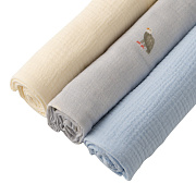 Пелёнки муслиновые Buba Kids, 3 шт, 75х75 см BKMUSSW48 Горный орёл/ нежно-голубой/ сливочный