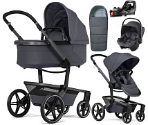 Детская коляска 4 в 1 Joolz Day 5 и автокресло Baby-Safe Core Midnight Grey и база Vario Base 5Z без адаптеров + конверт в подарок Stone grey