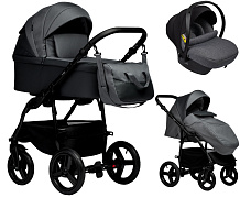 Детская коляска Indigo Impulse Eco 3 в 1 с автокреслом Avionaut Cosmo Grey Ie06 серая кожа/серый