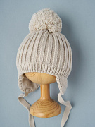 Шапка Little Star Лапша подклад флис, помпон вязаный 5603 (ЧЗ-нк) экрю 7159, 38 см 38