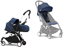 Коляска Stokke YOYO3 Newborn Pack рама белая White 2 в 1 Air France Blue