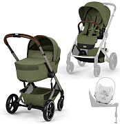 Коляска Cybex Balios S Lux Fold Cot TPE Cloud T Urban Mobility White Base T 4 в 1 Moss Green с дождевиками