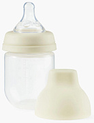 Бутылочка силиконовая Happy Baby с крышкой и соской 125 мл 10030 cream new
