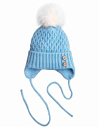 Шапочка вязаная AmaroBaby Pure Love Wool утепленная голубой 44