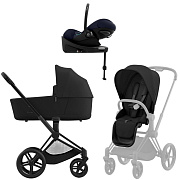 Коляска Cybex Priam IV Matt Black complete Cloud G Ocean Blue Plus Base G3 4 в 1 Sepia Black