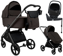 Детская коляска Pituso Teffy 4 в 1 с автокреслом Baesa Black с базой Turkish Coffee/Graphite