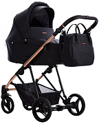 Детская коляска Bebetto Yoddi Premium Class 2 в 1 02 черная кожа рама бронза