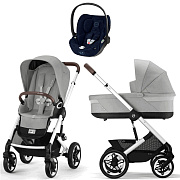 Коляска Cybex Talos S Lux SLV complete Cloud T Rebellious Luxury Denim Blue 3 в 1 Stone Grey с дождевиками