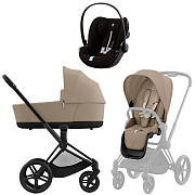 Коляска Cybex Priam IV Matt Black complete и автокресло Cloud G i-Size Moon Black Plus 3 в 1 Cozy Beige