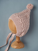 Шапочка вязаная Little Star Коса Гномик 80124 (Чз-нк) пудровый, 38 см 38