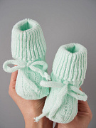 Носочки вязаные с завязками Little Star 0169 (ЧЗ-нк) мятный, 10 см