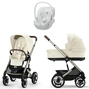 Коляска Cybex Talos S Lux TPE complete Cloud T Urban Mobility White 3 в 1 Seashell Beige с дождевиками