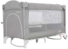 Манеж-кровать Indigo Bon-Bon Toy 2 уровень с подвесными игрушками светло-серый