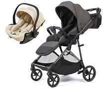 Прогулочная коляска Peppy Amici с автокреслом Jet Beige Antrazit рама Grey