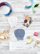 Рукавички-антицарапки Mjolk Шарики, Привет мама, Пыльный синий сет из 3х пар