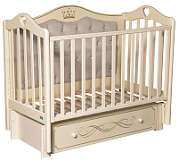 Детская кроватка Palermo Linda Elegance Premium с маятником, мягкая стенка слоновая кость