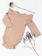 Боди AmaroBaby Fashion с длинным рукавом с рюшами ЧЗ бежевый 56
