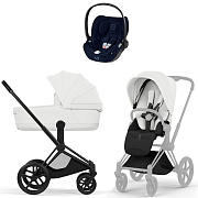 Коляска Cybex Priam V Matt Black Style Cloud T Rebellious Luxury Denim Blue 3 в 1 Off White