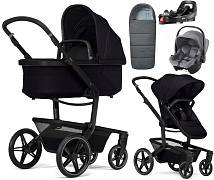 Детская коляска 4 в 1 Joolz Day 5 и автокресло Baby-Safe Core Frost Grey и база Vario Base 5Z без адаптеров + конверт в подарок Space black