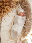 Комплект пелёнка-кокон с шапочкой НаследникЪ Выжанова Натуральный 01038-11003 ЧЗ 56